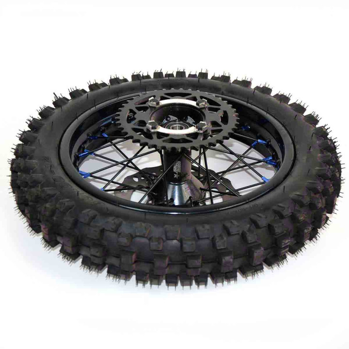 Roue arrière motocross 12" avec disque et couronne