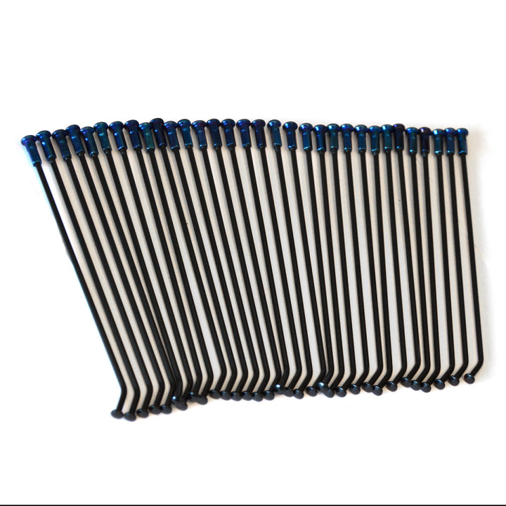 Kit 32 rayons noirs 17" avec écrou bleu